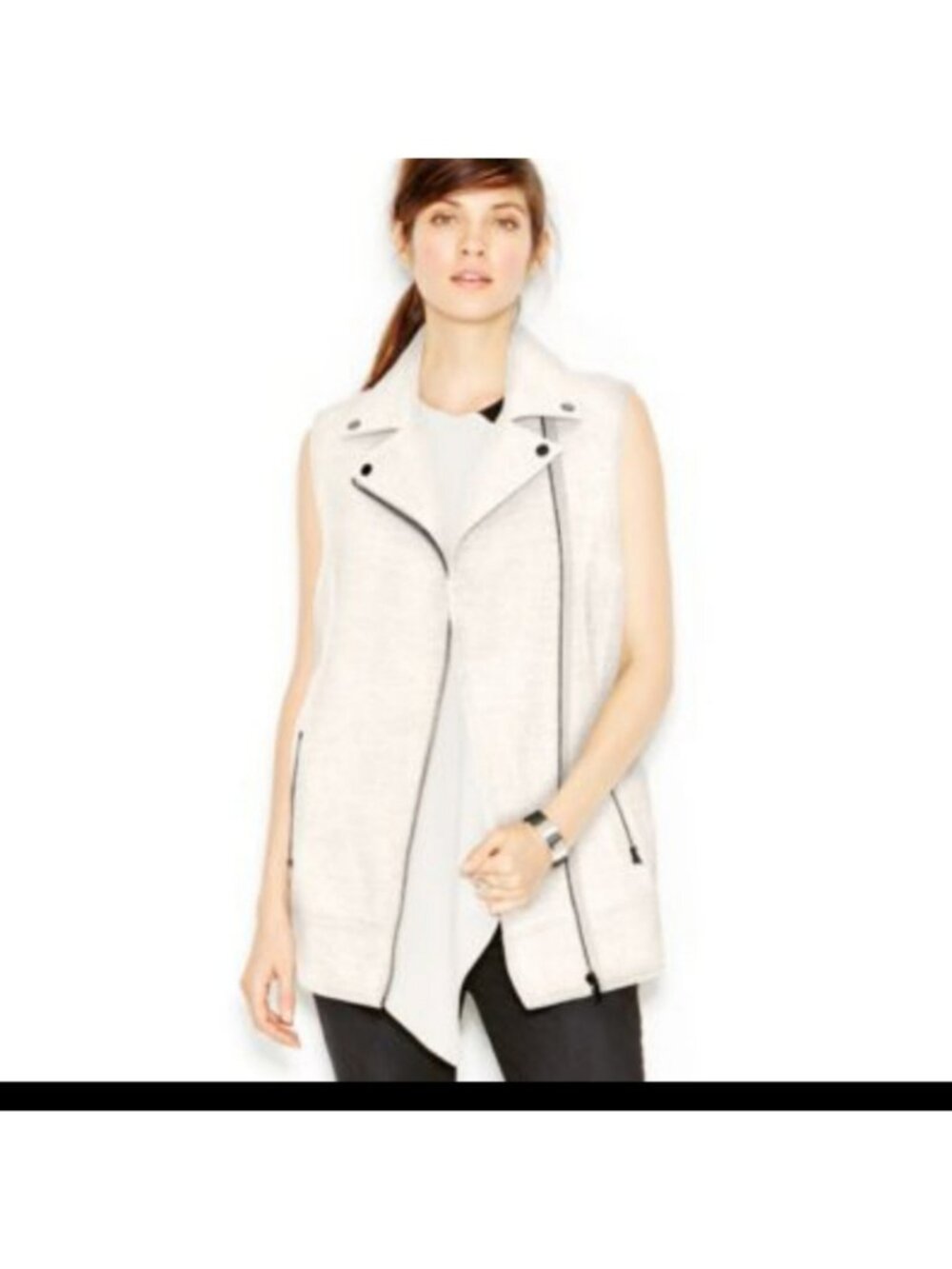 Rachel Roy Sleeveless cream Moto Vest